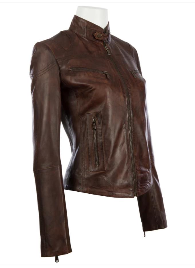 AVIATRIX Women's Real Leather Jacket (CRD9) - Nevada Brown