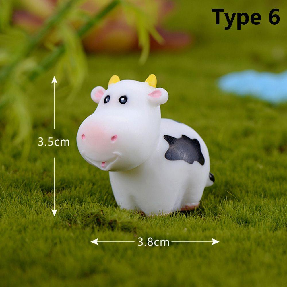 Fairy Garden Micro Landscape Animal Model Little Statue Cow Figurines Miniature Dairy Cattle
