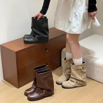 Ботильоны на толстой подошве в стиле вестерн, ковбойские, облегающие, короткие, детские, новые, летние, для ношения с юбкой, ботфорты, мартинсы