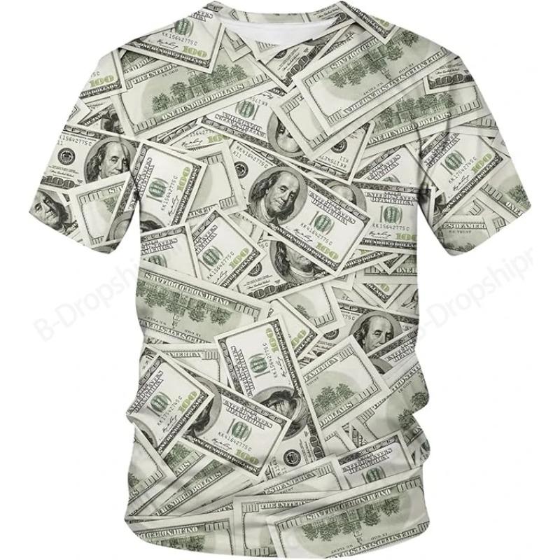 Футболки с 3D-принтом доллара, модные, повседневные, оверсайз, с круглым вырезом, с коротким рукавом, мужские и женские, унисекс
