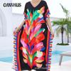 Plus Size Women's Beach Print Loose Holiday Suntan Bikini Cover Up