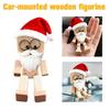 1 Set Christmas Shaking Wooden Man Wood Block Man Figurine with Shaking Legs 12 Magnetic Expressions Handmade Funny Santa Figurine for Car Dashboard