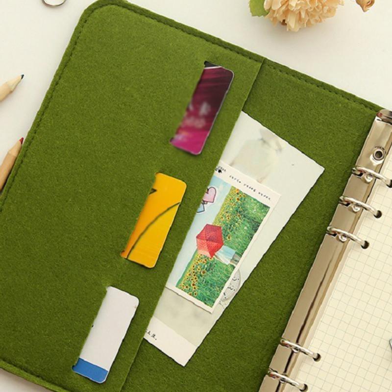 A5 A6 Спиральный журнал путешествий Обложка для ноутбука Фетровый 6 отверстий Винтажный дневник DIY Органайзер-планировщик Школа O