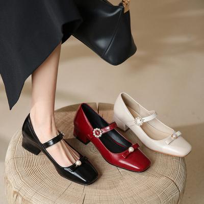 Повседневная женская кожаная обувь, женские туфли на все сезоны, на одном педале, ленивая обувь, с неглубоким вырезом, квадратным носком, новые балетки на низком каблуке