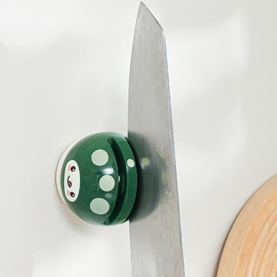 Ceramic Cutter Sharpener Small Mushroom Shape Kitchen Tool Sharpener with Vacuum Suction Cup Base Double Groove Kitchen Gadget