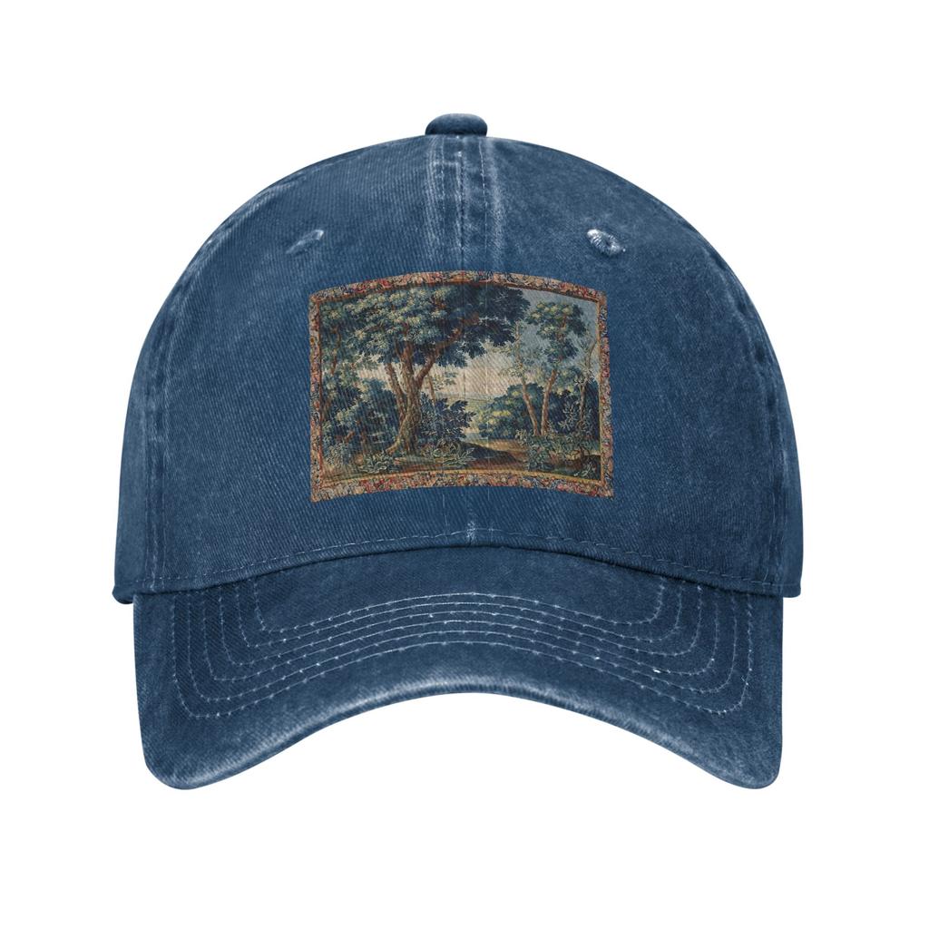 Unisex Baseball Hats GREENERY, TREES IN WOODLAND LANDSCAPE Antique Flemish Denim Fabric Summer Sports Baseball Caps Hip Hop Cap