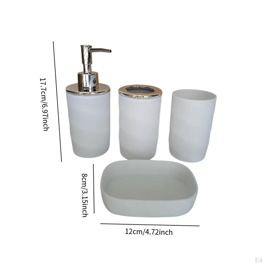 4 Pieces Bathroom Accessories Set Soap Dispenser Decorative Modern Toothbrush Holder Mouthwash Cup
