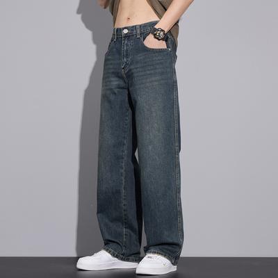Весенне-летние джинсы трендовые американские свободные широкие прямые повседневные универсальные брюки