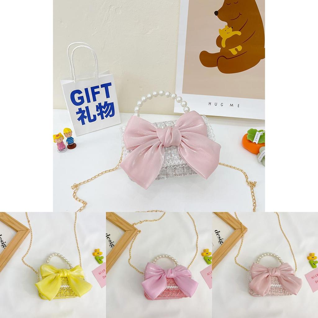 Девочки в стиле принцессы Шерстяная хлопковая сумочка с жемчужными деталями и украшением в виде бабочки на каждый день