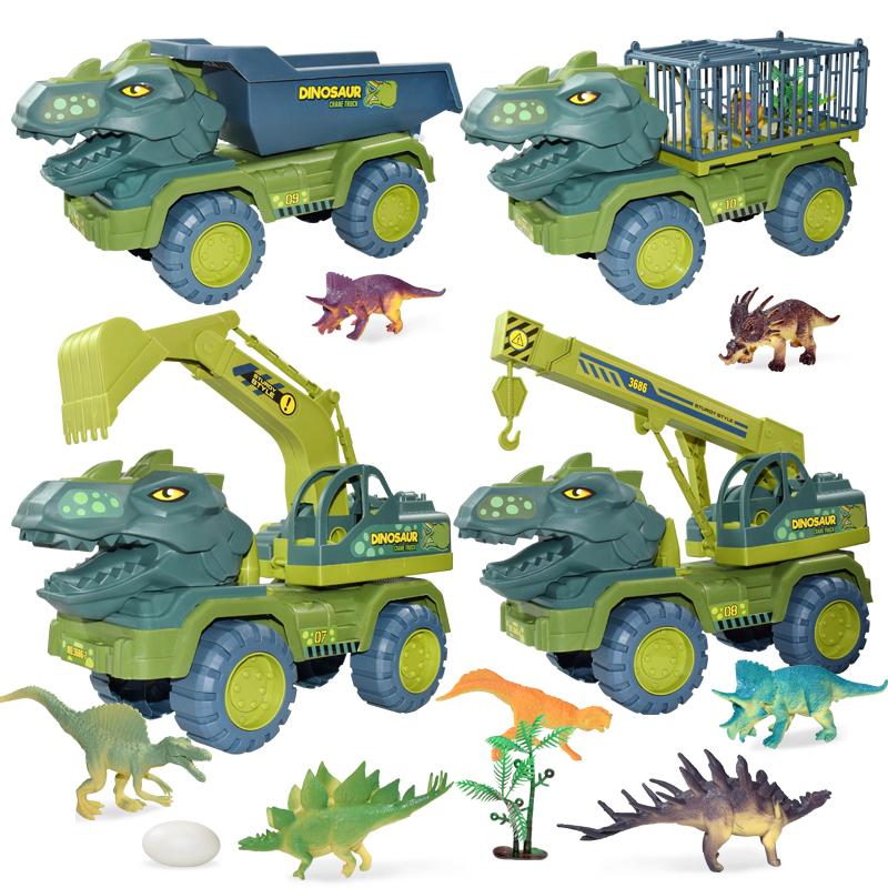 Children Dinosaur Transport Car Toy Oversized Inertial Cars Carrier Truck Toy Pull Back Vehicle With Dinosaur Gift For Kids Boy