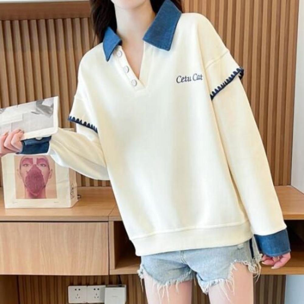 Navava Nt2261 Long Sleeve Sweatshirt Unique Stitch Collar