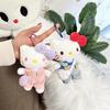 Милая Плюшевая Кукла Игрушка Sanrio Hello Kitty Брелок-Подвеска с Пряжкой-Сердечком Подвеска на Сумку Девочковый Комбинезон Китти Кот Тряпичная Кукла Подарок для Детей