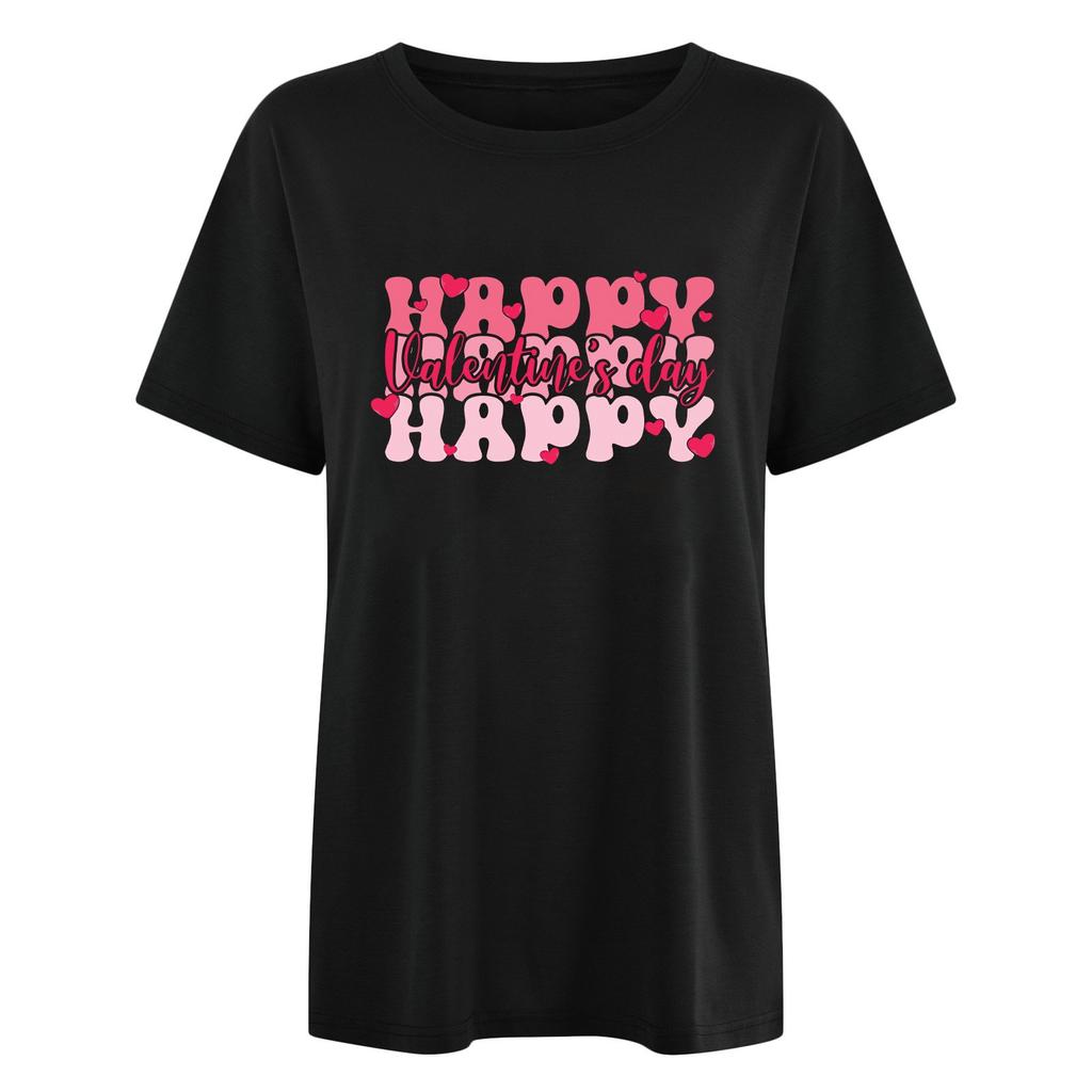 Женский топ с коротким рукавом и принтом «О-образный вырез», классическая футболка унисекс ко Дню святого Валентина