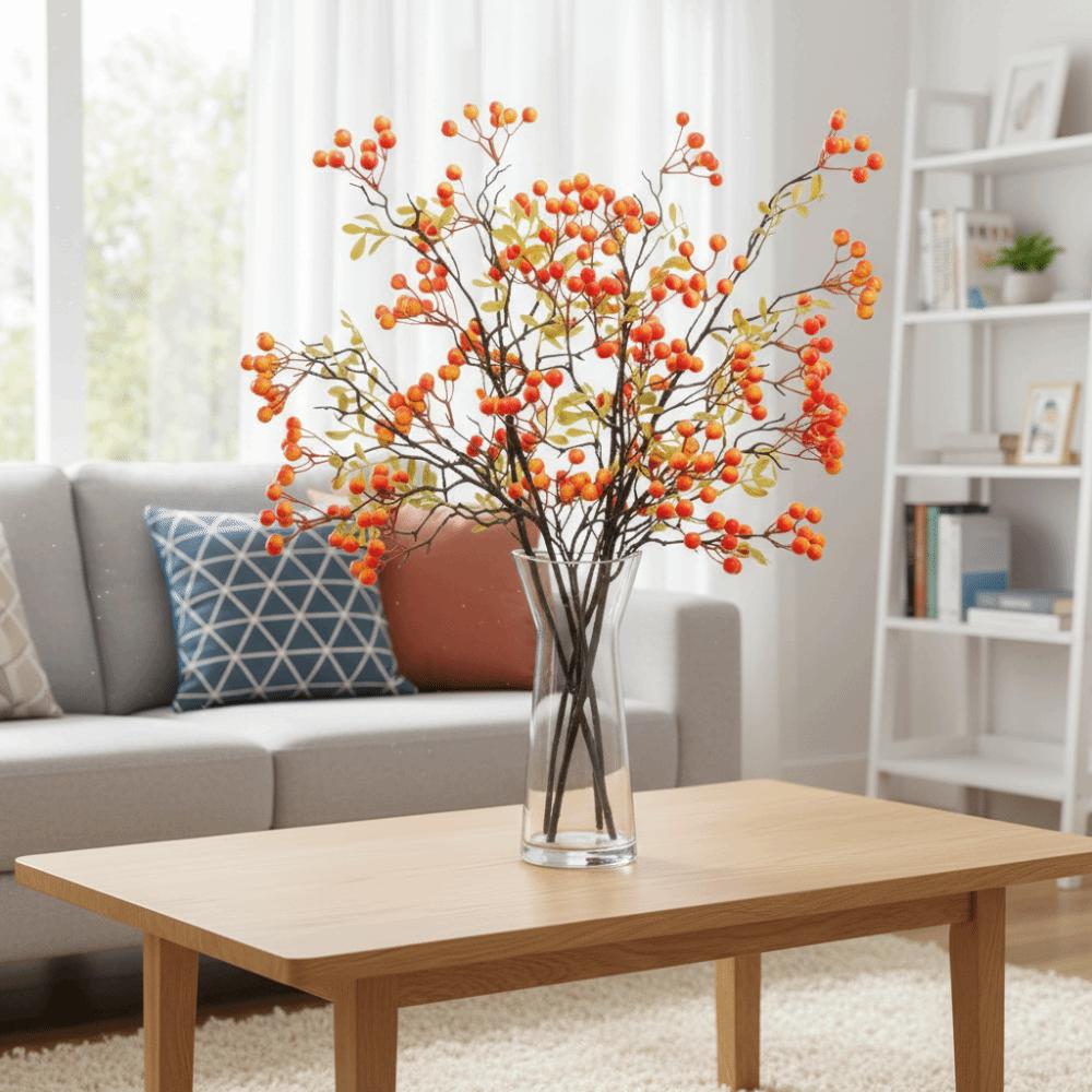Long Branches Faux Foam Berry Simulation Autumn Fruit Artificial Flower Bedroom Table
