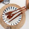 3Pcs Wooden Spoon Fork Chopsticks Cutlery Set Portable Dinnerware Set Dessert Soup Spoon Dining Fork Sushi Chop Sticks Tableware