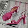 Fashion Eilyken Summer New Brand Ankle Strap Sandal Women Thin High Heel Lace-Up Dress Pumps Shoes Outdoor Gladiator Sandals