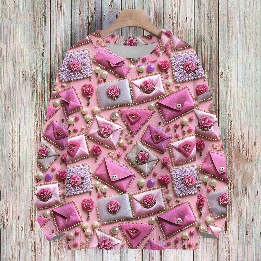 Свитшоты ко Дню святого Валентина для детей, вязаные свитера для мальчиков и девочек, симпатичные рубашки, осенние свитера с круглым вырезом, топы