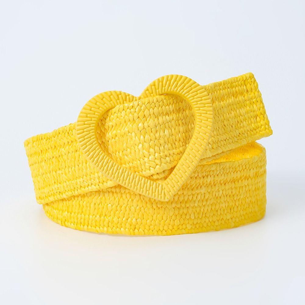 4cm Wide Braided Belt Straw Woven Waistband Sweet Waist Belt