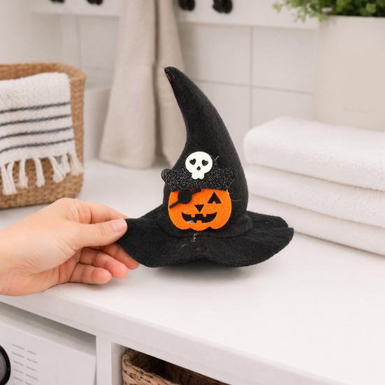 Lightweight Pet Headgear Halloween Cat Witch Hat, Fun Hat with Adjustable Elastic Strap, Cartoon Comfortable Headwear Ghost Pumpkin Bat Skull for Cats