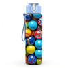 1PC Round Multicolored Ball Bead Print 750ml Color Plastic Sports Water Bottle Leakproof Flip Straw Lid Suitable for Sports Office Home Use