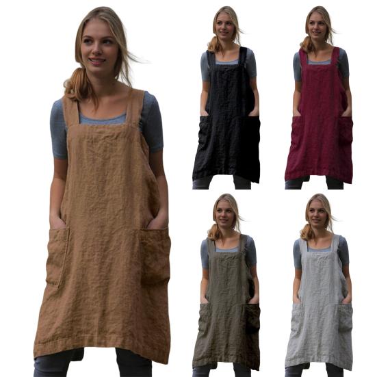 Женский нагрудник-фартук X-образной формы с повязкой на спине, широкий ремешок, большой карман, фартук, платье, кухонные принадлежности для готовки и уборки