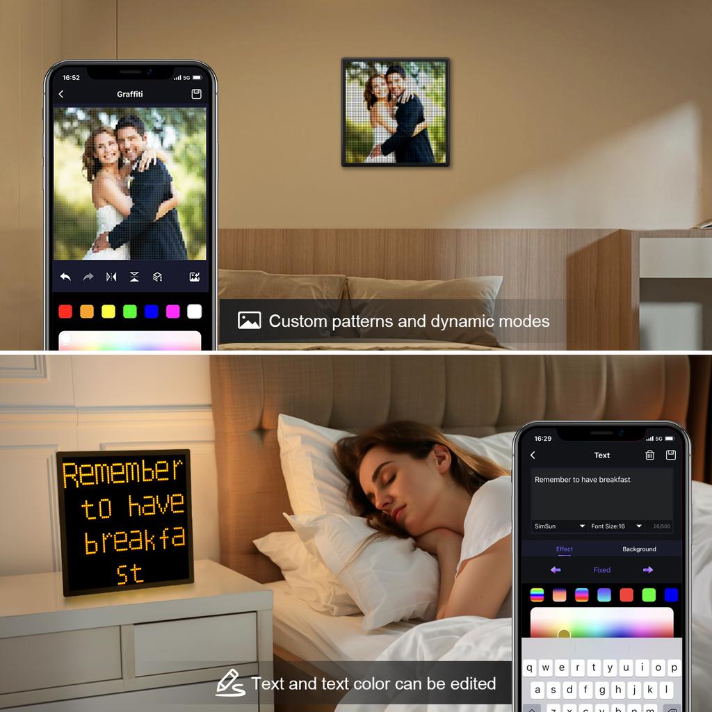 Умный RGB USB светодиодный матричный пиксельный дисплей панель свет Bluetooth приложение программируемый аниме текст часы граффити искусство цифровой экран знак