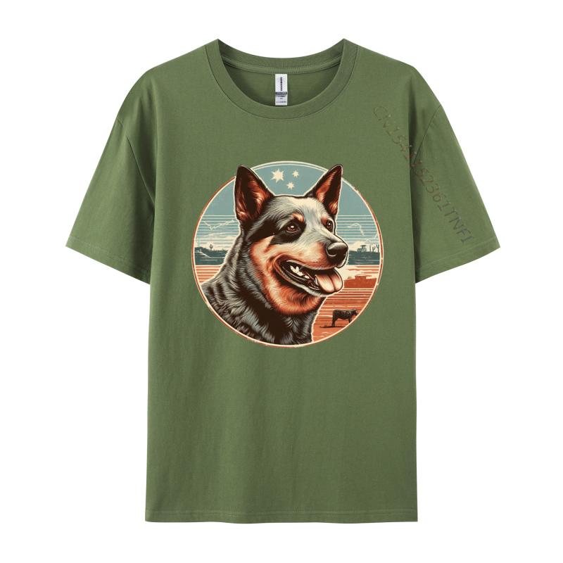 Vintage Australian Cattle Dog Tshirt Dog Lover Tshirt Animal Funny Pure Cotton Tee Shirts Adult Tops Tees