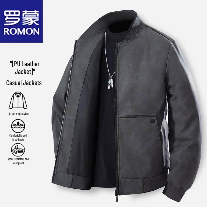 ROMON Мужская куртка в стиле business casual из искусственной ПУ кожи