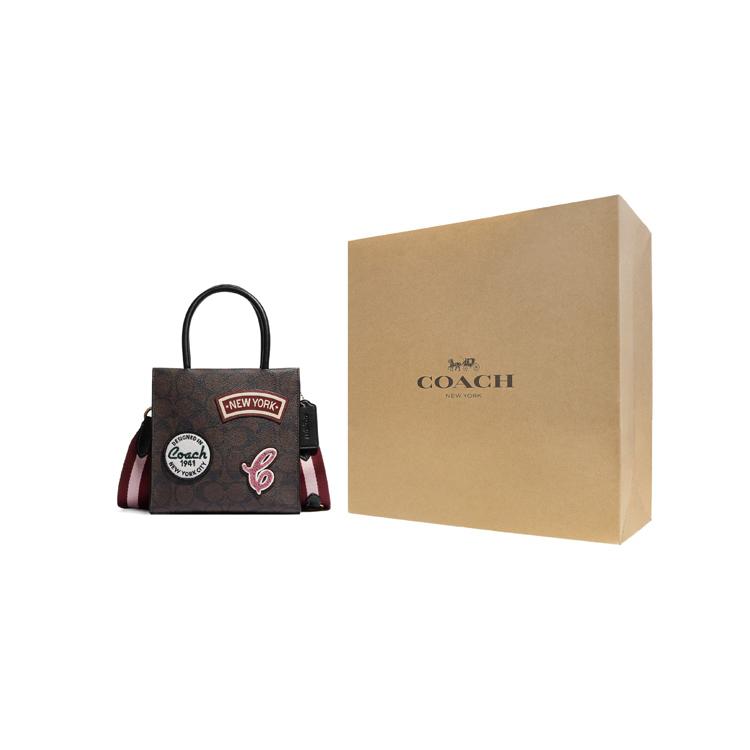 COACH Cally Coated Canvas Leather Handbag , Shoulder Bag , Crossbody Bag Mini Women's Dark Brown (Unisex) Handbags CE593 IMOSN