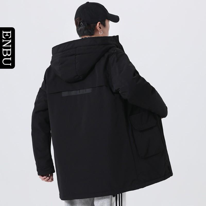 Mens Winter Hooded Down Jacket Mid-Length Loose Fit Warm Duck Coat Casual Outdoor Wear