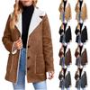 Women's Fashion  Plush Loose Pockets Vintage Solid Colour Lapel Coat