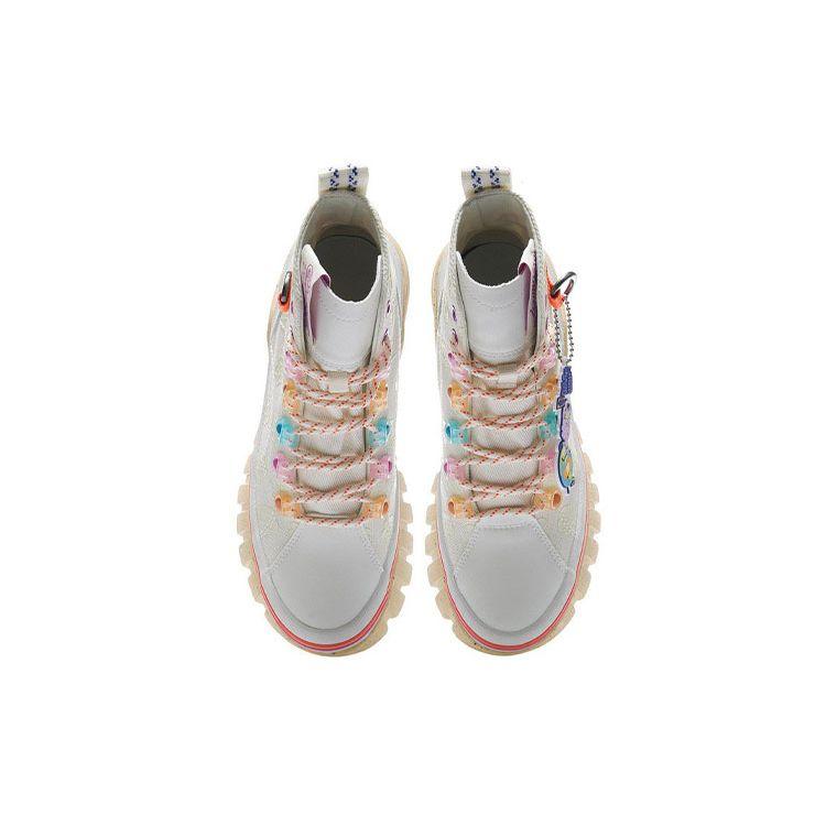 Li Ning Pursue X Earth Day Limited Edition Удобные дышащие высокие повседневные туфли Женские кроссовки Vanilla-White AGCR262-2