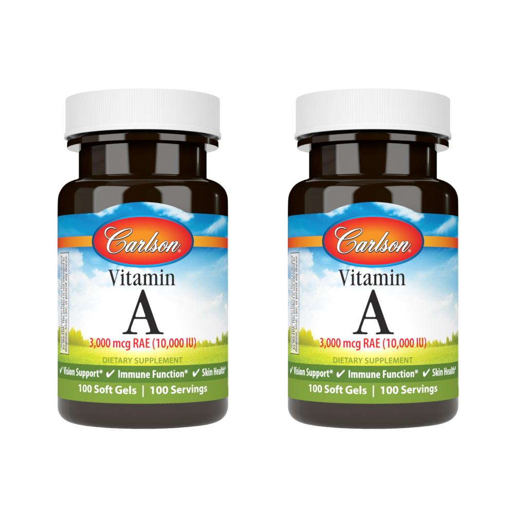 Carlson Labs Vitamin A 10,000 IU 3,000 mcg RAE Softgel Retinol 2 pcs 100 Tablets