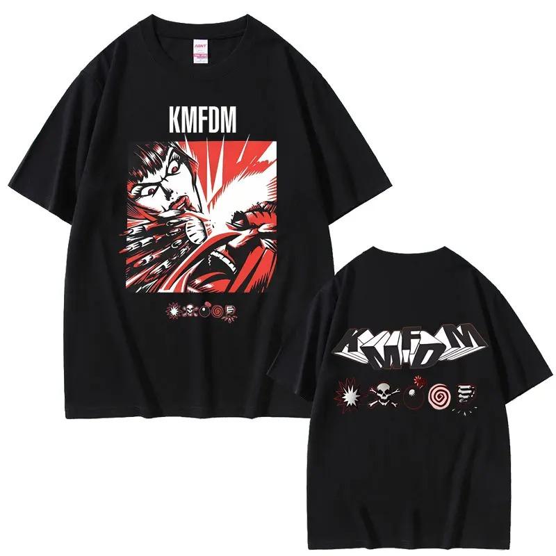 2026 Rock Band Kmfdm Тур 97 Графический Принт Футболка Летняя Мужская Женская Винтажная Готическая Панк Уличная Одежда Мужская Повседневная Футболки из Чистого Хлопка