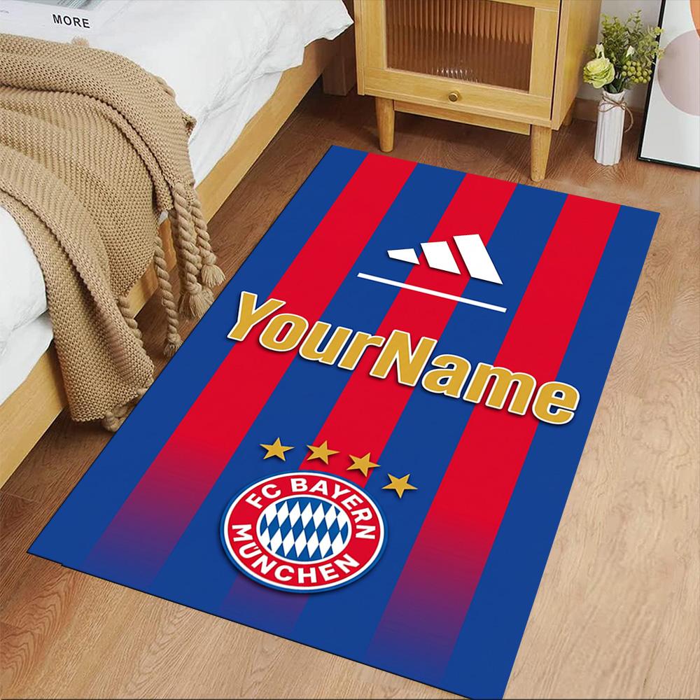 Bayern Munich Customize Your Name Carpet Perfect for Hallway Dining Room Game Room Playrooms Anti-slip Rug Decorate Offices
