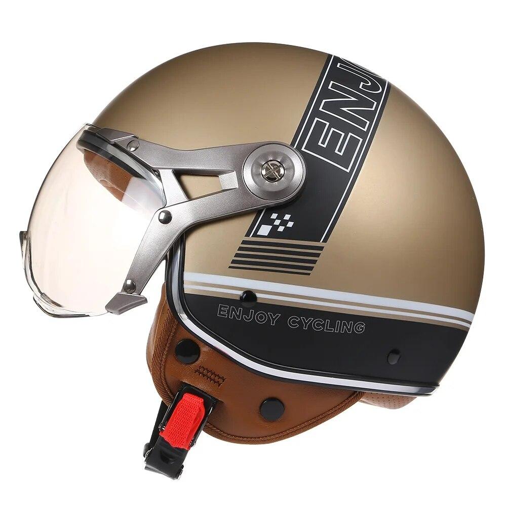 Vintage TT&COCASCOS Motorcycle Helmet Jet with Visor Motorbike Riding 3/4 Open Half Helmet Retro Scooter Capacete Moto