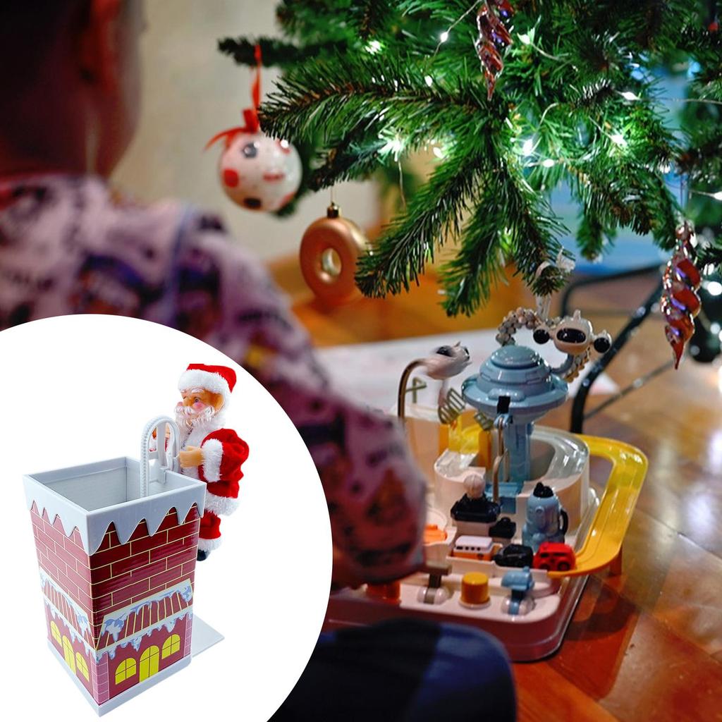 Climbing Chimney Santa Claus Ornament Collectible Figure Christmas Electric Toy