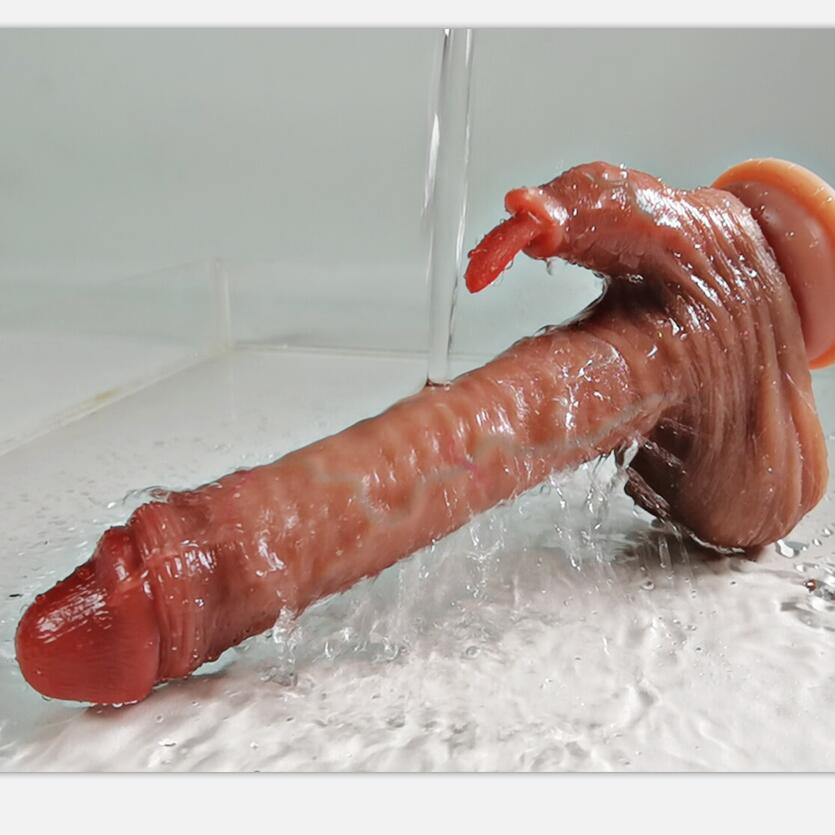 Пульт Дистанционного Управления Фаллоимитатор Пенис Женская Мастурбация Лесбийские Секс-Игрушки Масштабирование Нагрев Вибратор Жидкий Силикон Настоящие Вены Облизывание Языка Клитор Пинч Мяч