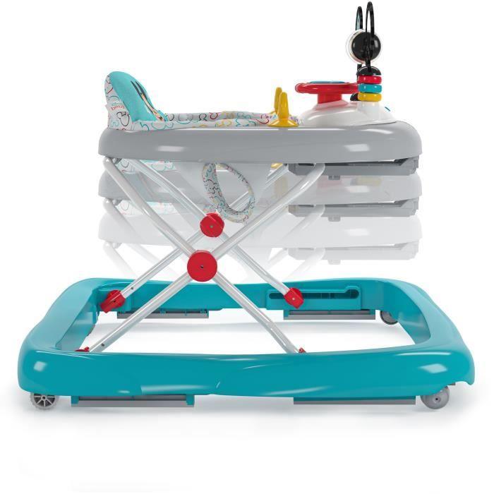 DISNEY BABY - MICKEY - Trotteur bébé évolutif et pliable 2-en-1 Jouet d'éveil amovible intégré, cadeau bébé