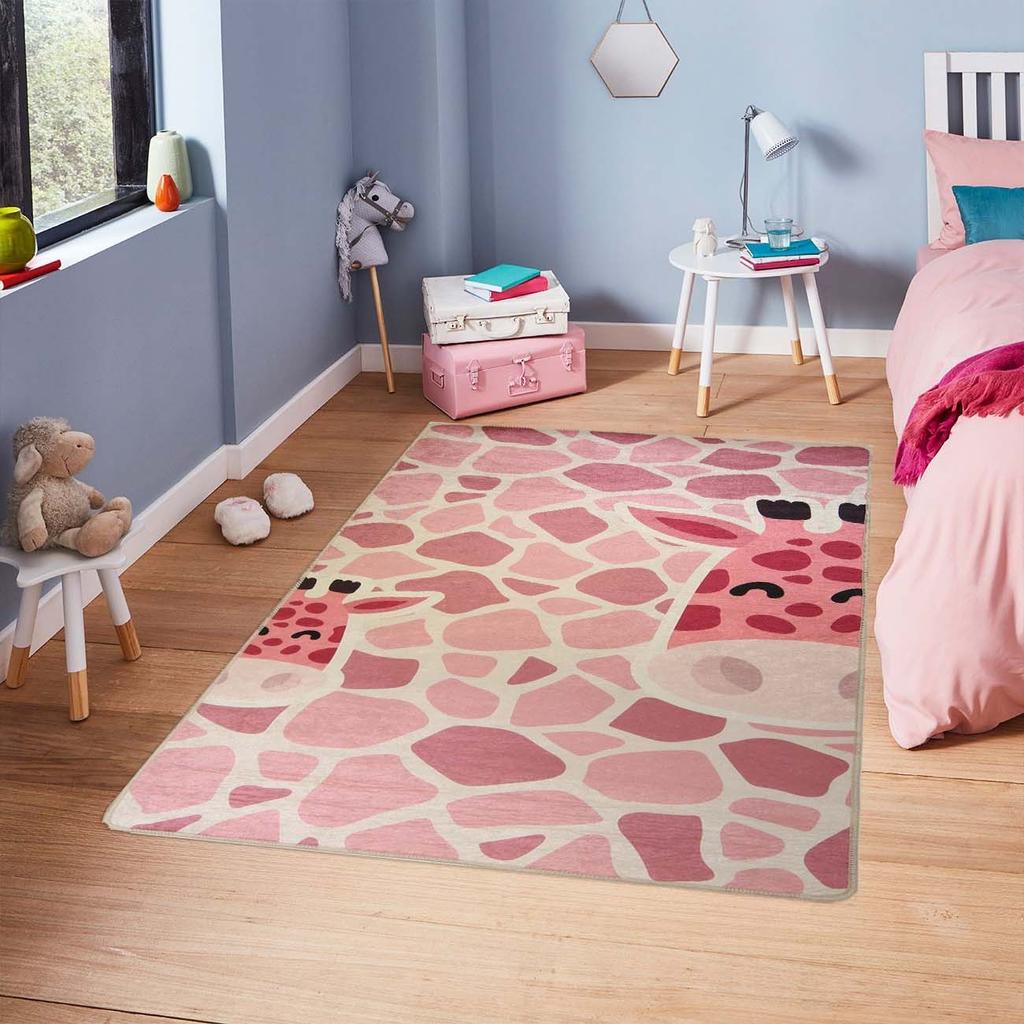 Children's Bedroom Rug 80x150 Cm Polyester Giraffe Ros