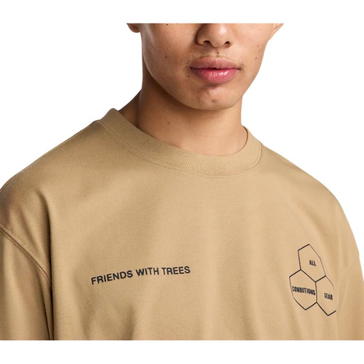 Nike Футболка мужская с коротким рукавом, быстросохнущая, свободного кроя, с надписью, бежевая HJ0797297