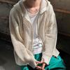 Мужская осенне-зимняя куртка с капюшоном и длинным рукавом на молнии, сплошной цвет, мягкий кардиган в стиле хип-хоп, мужское пальто