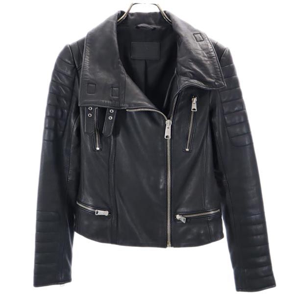 AllSaints Sheep Leather Leather Jacket UK2 Black Genuine Leather Women Used