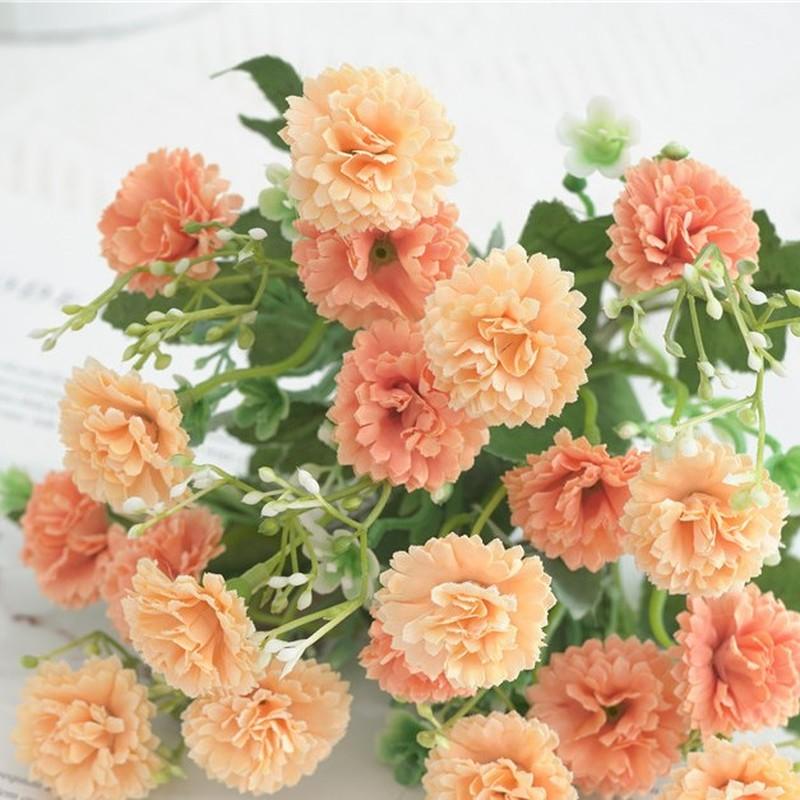 20 Heads Carnation Bouquet Artificial Flowers Bride Wedding Home Decoration Fake Flowers Faux