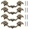 4Pcs French Drawer Pulls Antique Bronze, 3.78-Inch Hole Centers, Flower Cabinet Door Knobs for Cabinets, Armoires, Dressers (Double Hole with Screws)