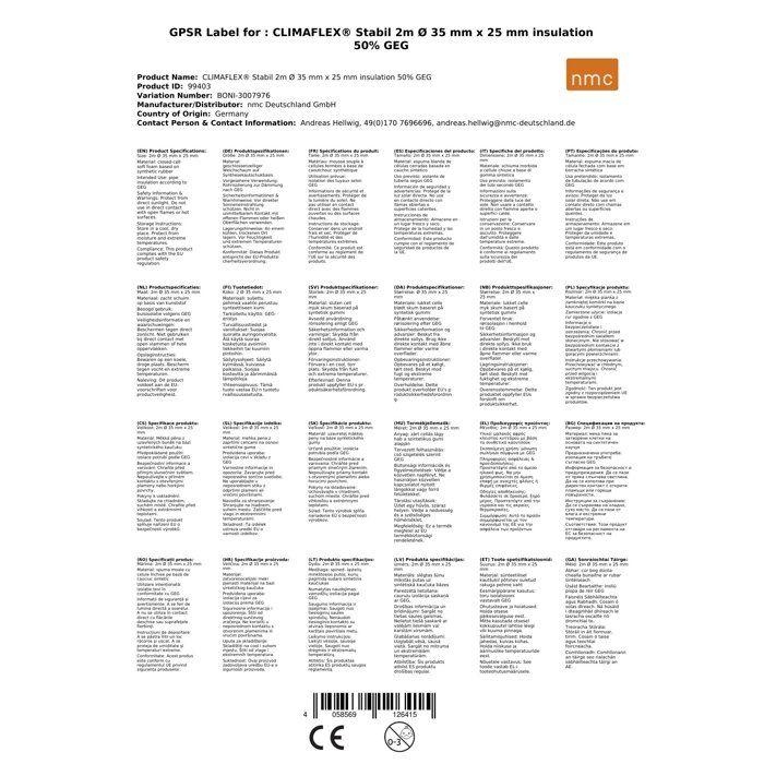 Isolation Tuyau Chauffage 35mm, 2m, Gris, Flexible