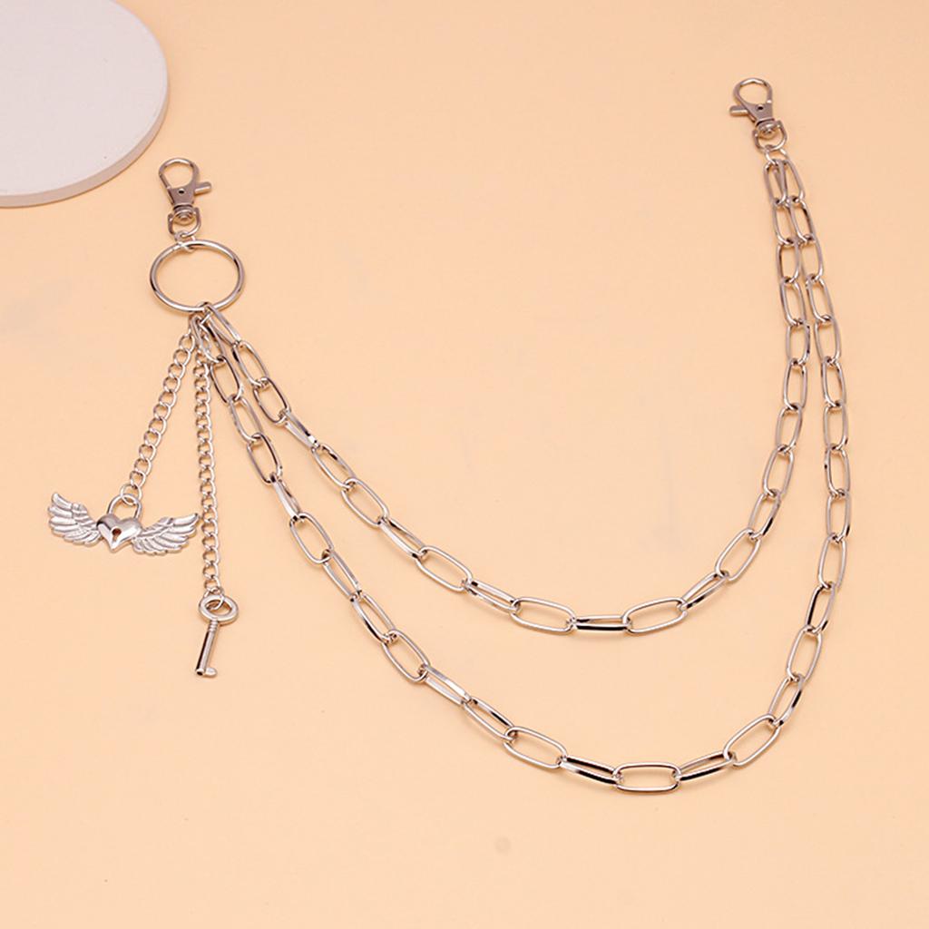 Цепь для брюк Панк Цепь для джинсов Кошелек Ювелирные изделия Унисекс Украшение для брюк Эстетичная цепь в виде сердца и крыльев для вечеринки/повседневной носки