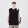 Летняя модная мужская футболка без рукавов из плотной ткани, мужская спортивная одежда из хлопка, однотонная рубашка из чистого хлопка с лифом