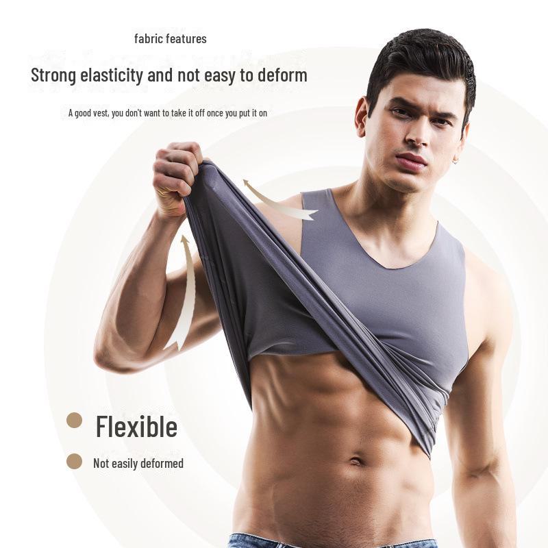 Мужской бесшовный флисовый спортивный жилет: Осенне-зимняя модель с V-образным вырезом, без рукавов, с широкими плечами, облегающая посадка, удобная внутренняя одежда