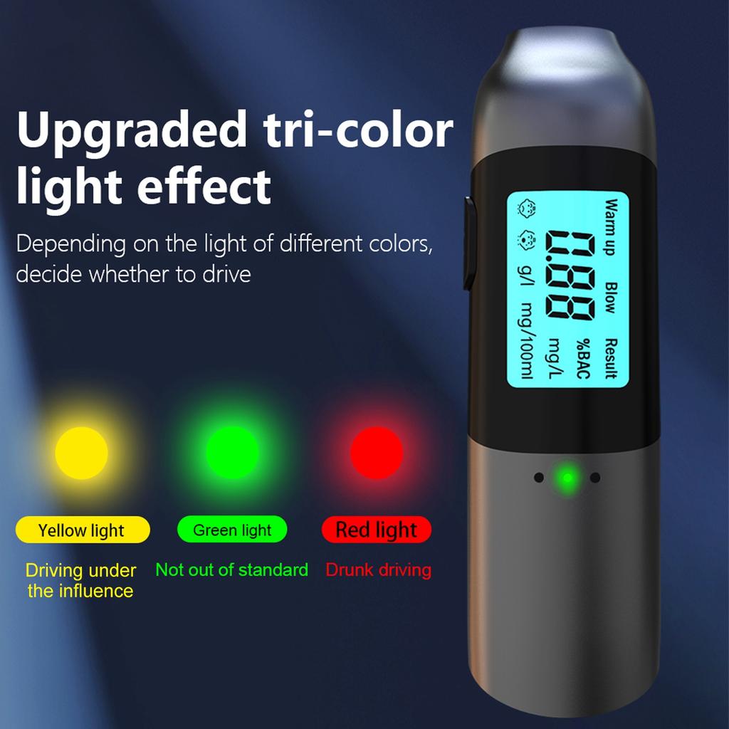 Contactless Breathalyzer Portable Rechargeable Breath Analyzer with LED Display Voice Announcement
